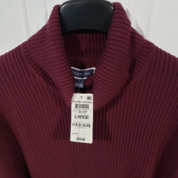 Club Room Mens Textured Cotton Turtleneck Sweater Red Plum - Picture 10 of 11
